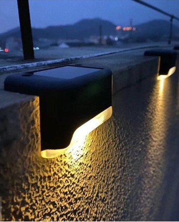 2 Adet Güneş Enerjili Su Geçirmez Merdiven Lambası Bahçe Teras ve Korkuluk Yol Aydınlatması Gün Işığ
