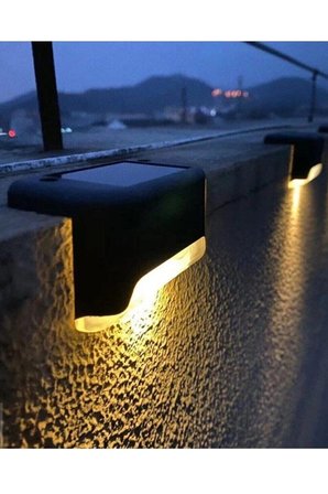 1 Adet Güneş Enerjili Su Geçirmez Merdiven Lambası Bahçe Teras Korkuluk Yol Aydınlatması Gün Işığı