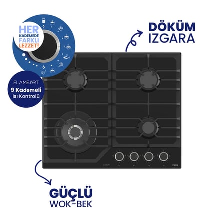 Ferre Steamart-Fryart-Silentart Serisi Siyah Set ( QEP64CS+NT025-WFA+D063-SA ) Döküm Izgara
