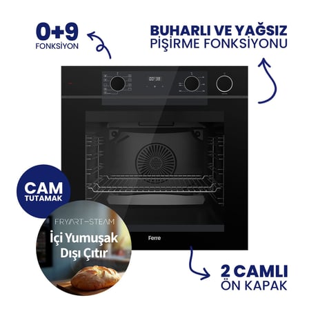 Ferre Steamart-Fryart-Silentart Serisi Siyah Set (QEP64CS+NT025-WFA+D080-SA ) Döküm Izgara
