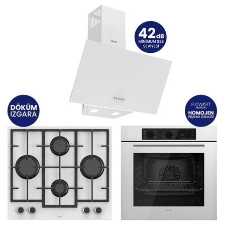 Chef Edition Turbolu Beyaz 3'lü Ankastre Set QBL62CB-LN386-D087SA