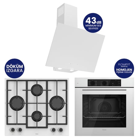 Chef Edition Turbolu Beyaz 3'lü Ankastre Set QBL62CB-LN386-D078SA