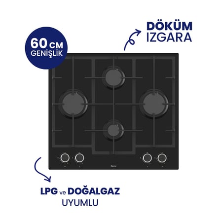 Chef Edition Turbolu Siyah 3'lü Ankastre Set QBL62CS-LN385-D077SA