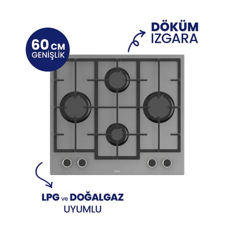 Chef Edition Turbolu Gri 3'lü Ankastre Set QBL62CPR-LN388-D088SA