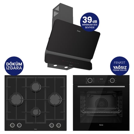 Fryart Chef Edition Siyah 3'lü Ankastre Set XE63CS-LN385-D080SA
