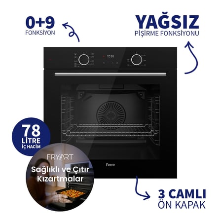 Fryart Chef Edition Siyah 3'lü Ankastre Set XE63CS-LN385-D080SA