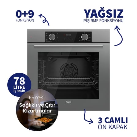 Fryart Chef Edition Gri 3'lü Ankastre Set XE63CPR-LN388-D065SA