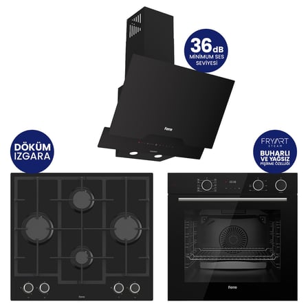 Steamart & Fryart Chef Edition Siyah 3'lü Ankastre Set XE64CS-LN385-D063SA