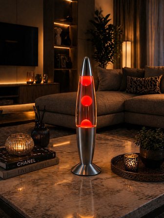 Sıvı Hareket Lambası Büyük Boy 41 cm – Kırmızı Atmosfer Işığı, Dekoratif Konsept Astro Gece Lambası