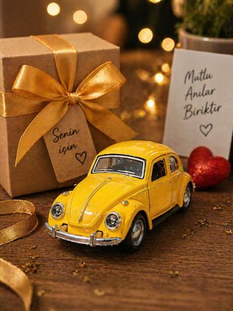 12 Cm Metal Klasik Vosvos Araba Sarı Çek Bırak Oyuncak Araba Açılır Kapılı Die Cast Model Araba