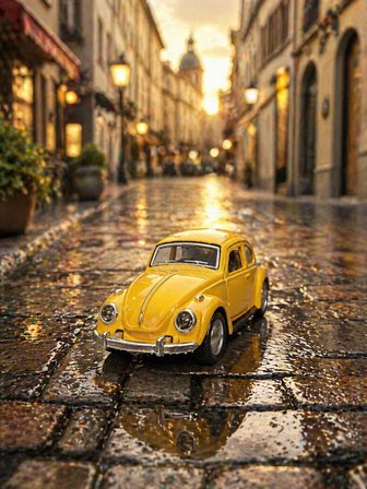 12 Cm Metal Klasik Vosvos Araba Sarı Çek Bırak Oyuncak Araba Açılır Kapılı Die Cast Model Araba