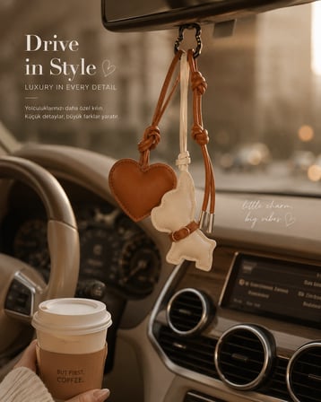 3'Lü Ayıcık & Kalp Charm  Deri Çanta Aksesuarı | Luxury Bag Charm Anahtarlık | Deri Lüx  Çanta Süsü