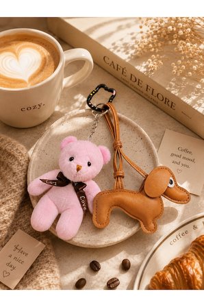 Sevgiliye Hediye Çanta Aksesuarı Peluş Ayıcık & Köpek & Kedili Kanca Çanta Süsü Charmı Aksesuarı