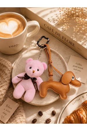 Sevgiliye Hediye Çanta Aksesuarı Peluş Ayıcık & Köpek & Kedili Kanca Çanta Süsü Charmı Aksesuarı