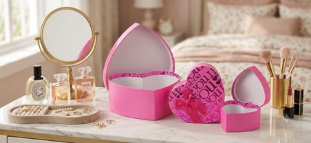 Sevdiklerinizi Mutlu Etmenin En Şık Yolu 3'lü Kalp Hediye Kutu Seti 3'lü Set I Love You Pembe