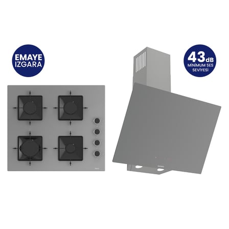 Gri 2'li Silentart Ankastre Set SS208+D079-SA