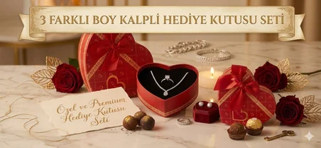 Sevdiklerinizi Mutlu Etmenin En Güzel Yolu 3'lü Kalp Hediye Kutu Seti I Love You Kalp Desen Kırmızı