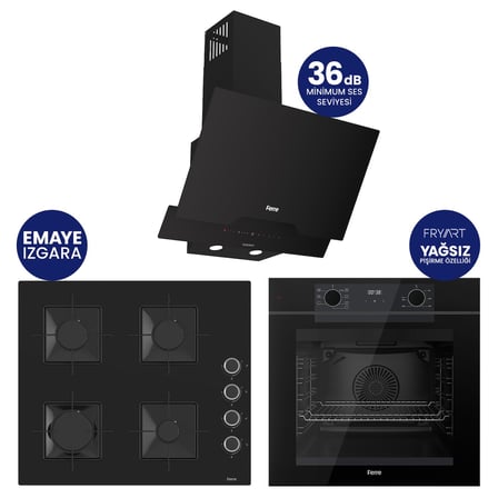 Fryart Hava Fritözlü Silentart Siyah Ankastre Set QEP63CS+SS205+D063-SA