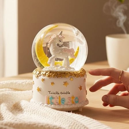 Unicorn Dönen Büyük Boy Püskürmeli Işıklı Müzikli Kar Küresi
