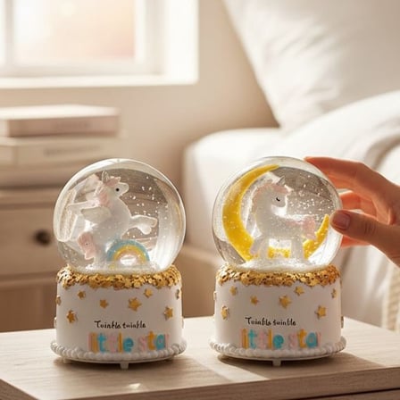 Unicorn Dönen Büyük Boy Püskürmeli Işıklı Müzikli Kar Küresi