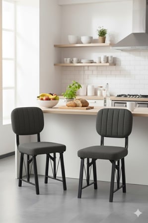 Elfin 70x110 Efes Sabit, 2 Sandalye 1 Bench, Masa Sandalye Takımı, Mutfak Masası Takımı - Antrasit