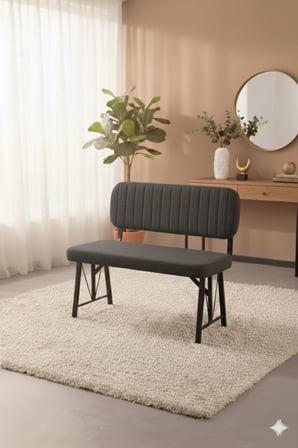 Elfin 70x110 Efes Sabit, 2 Sandalye 1 Bench, Masa Sandalye Takımı, Mutfak Masası Takımı - Antrasit