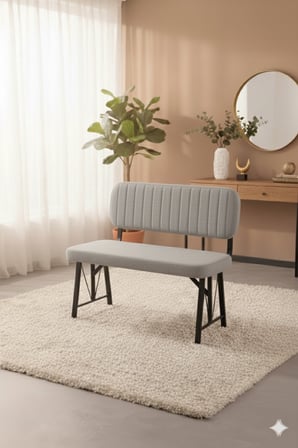 Elfin 70x110 Efes Sabit, 2 Sandalye 1 Bench, Masa Sandalye Takımı, Mutfak Masası Takımı - Gri