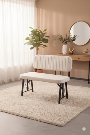 Elfin 70x110 Efes Sabit, 2 Sandalye 1 Bench, Masa Sandalye Takımı, Mutfak Masası Takımı - Krem