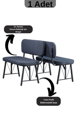 Elfin 70x110 Efes Sabit, 2 Sandalye 1 Bench, Masa Sandalye Takımı, Mutfak Masası Takımı - Lacivert