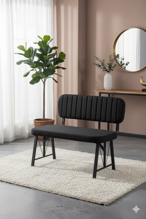 Elfin 70x110 Efes Sabit, 2 Sandalye 1 Bench, Masa Sandalye Takımı, Mutfak Masası Takımı - Siyah