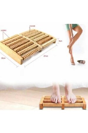 Doğal Ahşap Ayak Masaj Aleti 10 Merdaneli Refleksoloji Masaj Rollerı Stres Giderici Ayak Rahatlatıcı