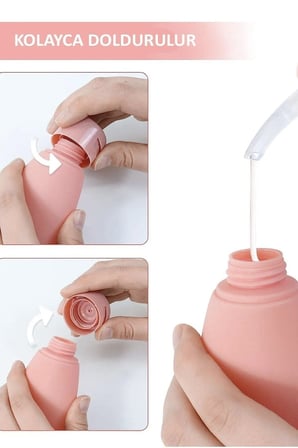 6 Adet Boş Krem Şişesi 60 ML Çantalı Seyahat Tipi Şişe Seti Doldurulabilir Çantalı Plastik Şişe