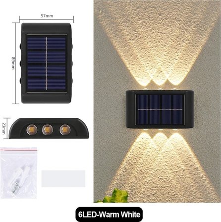 2 Adet Güneş Enerjili 6 LEDLİ Duvar & Bahçe Aydınlatması Su Geçirmez Otomatik Yanan Işık Efekti