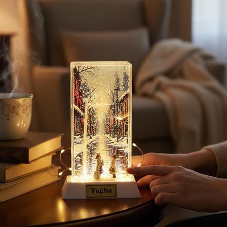  Kişiye Özel LED Işıklı Kış Masalı Temalı Dekoratif Gece Lambası