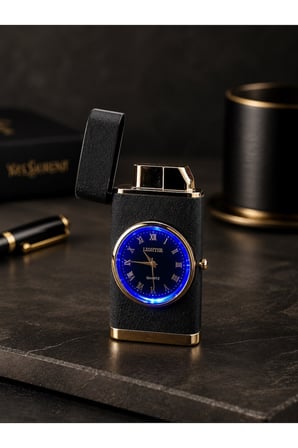 İsime Kişiye Özel Premium Saat Tasarım Metal Çakmak Özel Prestij Hediye Dolu Gönderim Füme