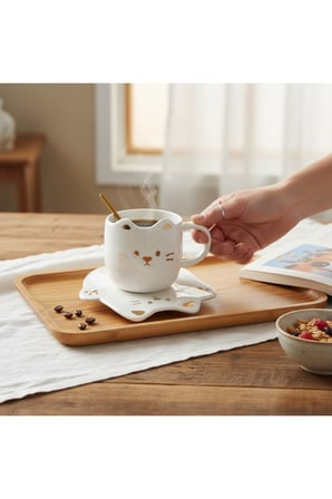 Kişiye Özel Tatlı Kedi Tasarımlı Kupa Bardak 