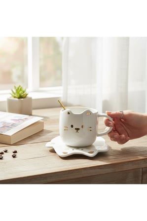 Kişiye Özel Tatlı Kedi Tasarımlı Kupa Bardak 