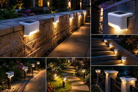 4 Adet Köşebent Solar LED Bahçe Duvar Aydınlatma Lambası Güneş Enerjili Merdiven Yol Lambası Beyaz