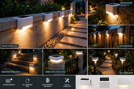 4 Adet Köşebent Solar LED Bahçe Duvar Aydınlatma Lambası Güneş Enerjili Merdiven Yol Lambası Beyaz