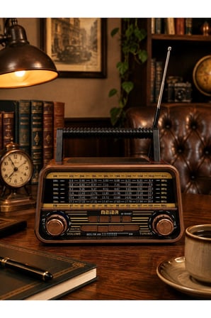 Ahşap Görünümlü Nostaljik Radyo Bluetooth Hoparlör Retro Tasarım Şarjlı Müzik Çalar USB MP3 Çalar