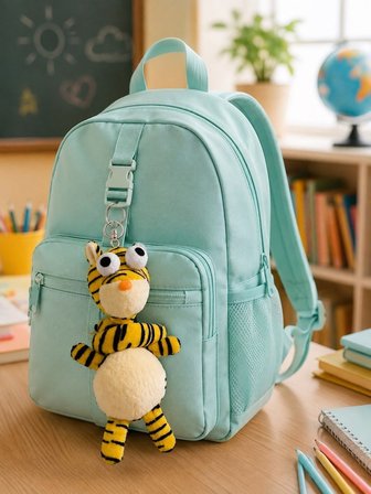 Çok Amaçlı Sevimli Kaplan Figürlü Peluş Aksesuar 40 cm Perde Çanta Valiz Tutucu Hediyelik Aksesuar