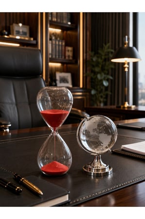 Premium Hediye Masaüstü Ofis Dekoru Cam Kum Saati ve Cam Dünya Küre Seti Kum Saati 15 Dakika Kırmızı
