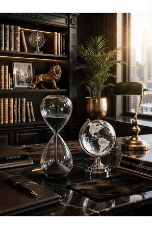 Premium Hediye Masaüstü Ofis Dekoru Cam Kum Saati ve Cam Dünya Küre Seti Kum Saati 15 Dakika Siyah