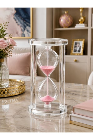 Modern Ofis Masa Üstü Biblosu Cam Kum Saati 10 Dakikalık Zamanlı Pembe Kum Dekoratif Hediye 14.5x8CM