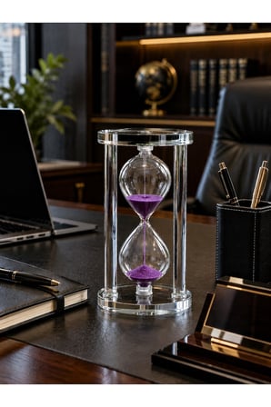 Modern Ofis Masa Üstü Biblosu Cam Kum Saati 10 Dakikalık Zamanlı Mor Kum Dekoratif Hediye 14.5x8 CM