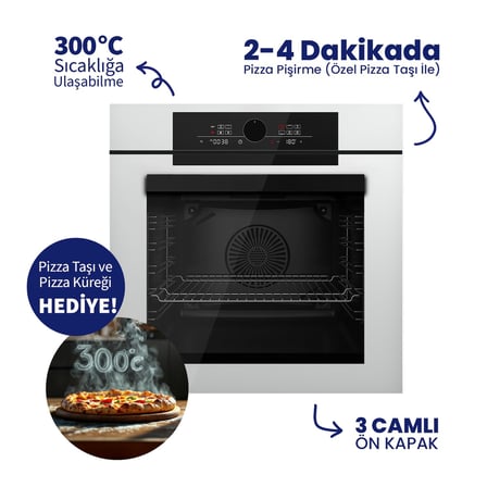 Ferre Pizzart & Fryart Beyaz Ankastre Set QEP65CB+SC406-WFA+D087-SA - 65 Cm Ocak