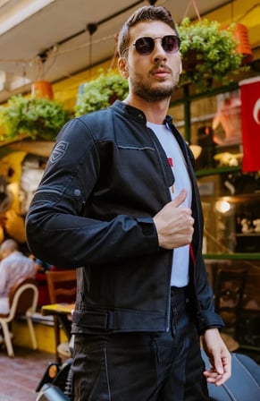 SCUDO MILANO SIYAH YAZLIK FILELI ERKEK MOTOSIKLET CEKETI