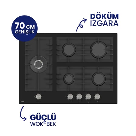 Ferre Pizzart & Fryart Siyah 5 Gözlü Ankastre Set QEP65CS+BL135+D080-SA