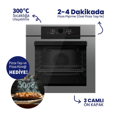 FERRE GRİ ITALIANO PIZZART 3'lü Ankastre Set – Pizza Taşı & Küreği Hediye