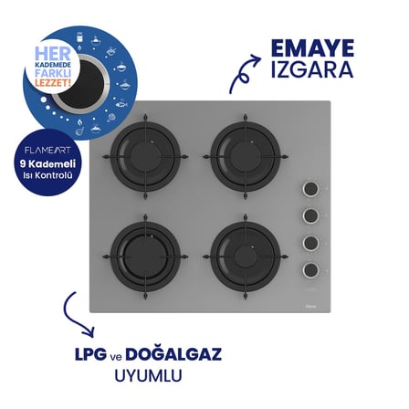 Ferre Pizzart & Fryart Gri Ankastre Set QEP65CPR+CS208-FA+D088-SA